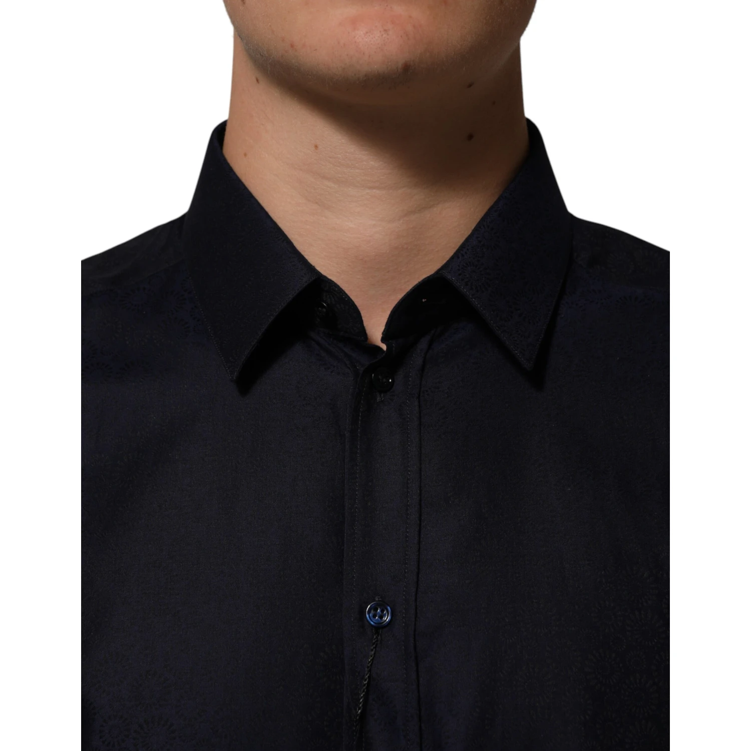Blue Cotton Collared Long Sleeve GOLD Men Dress Shirt
