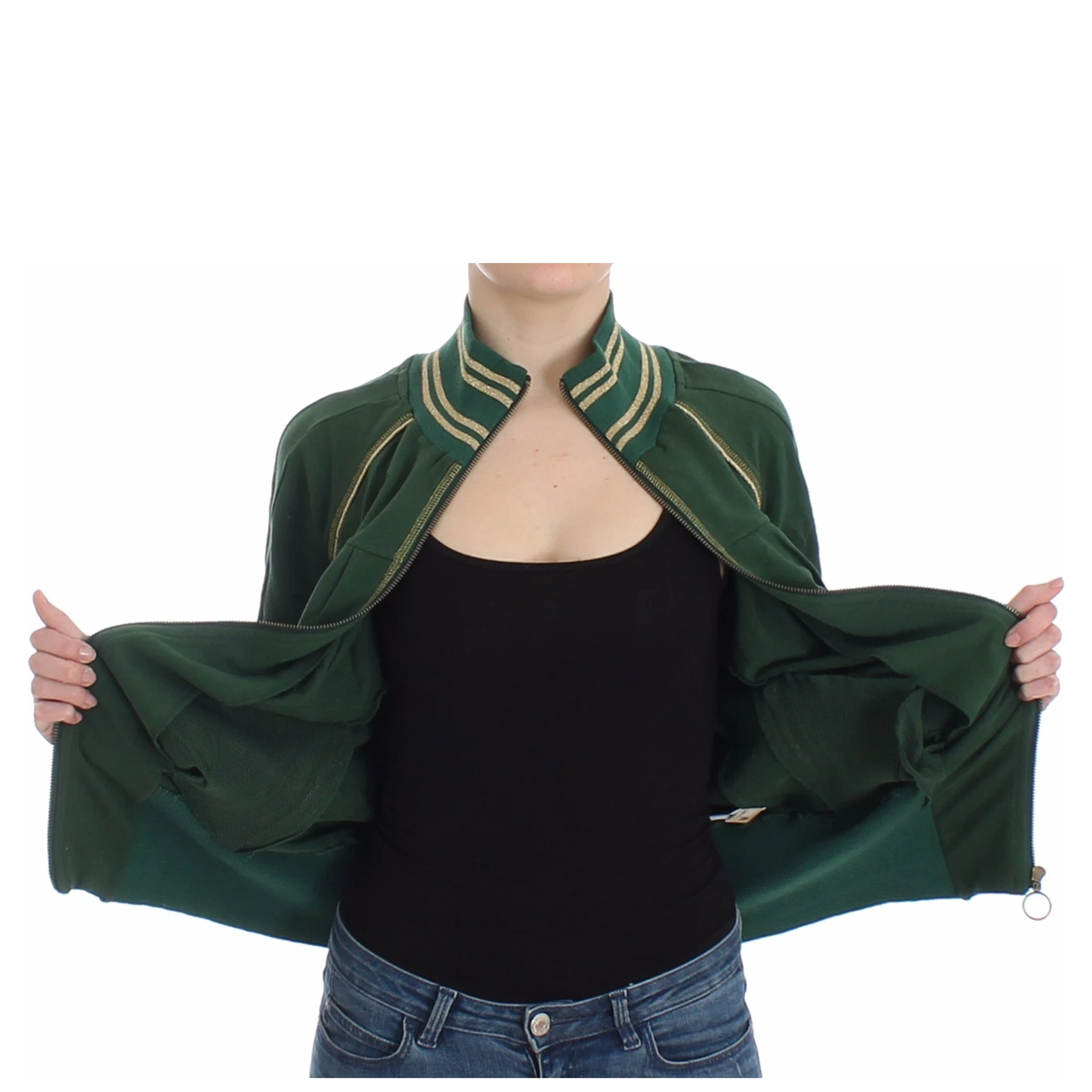Green Mock Zip Cardigan Sweatshirt Sweater Jacket