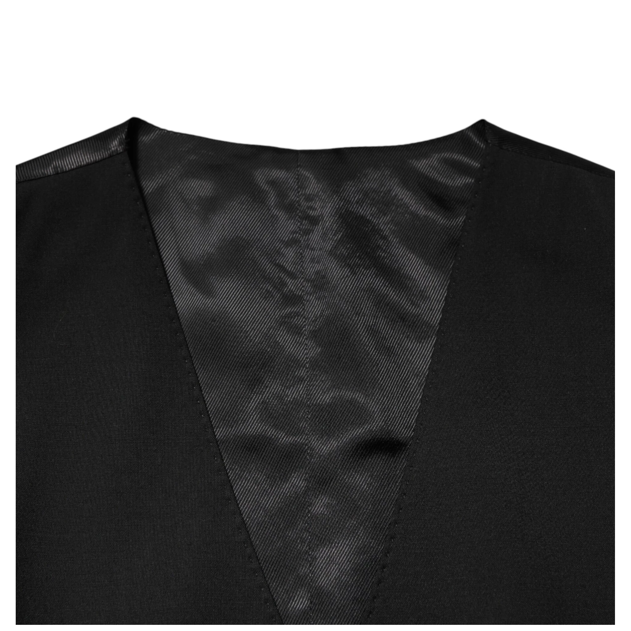Black Polyester Dress Formal Waistcoat Vest