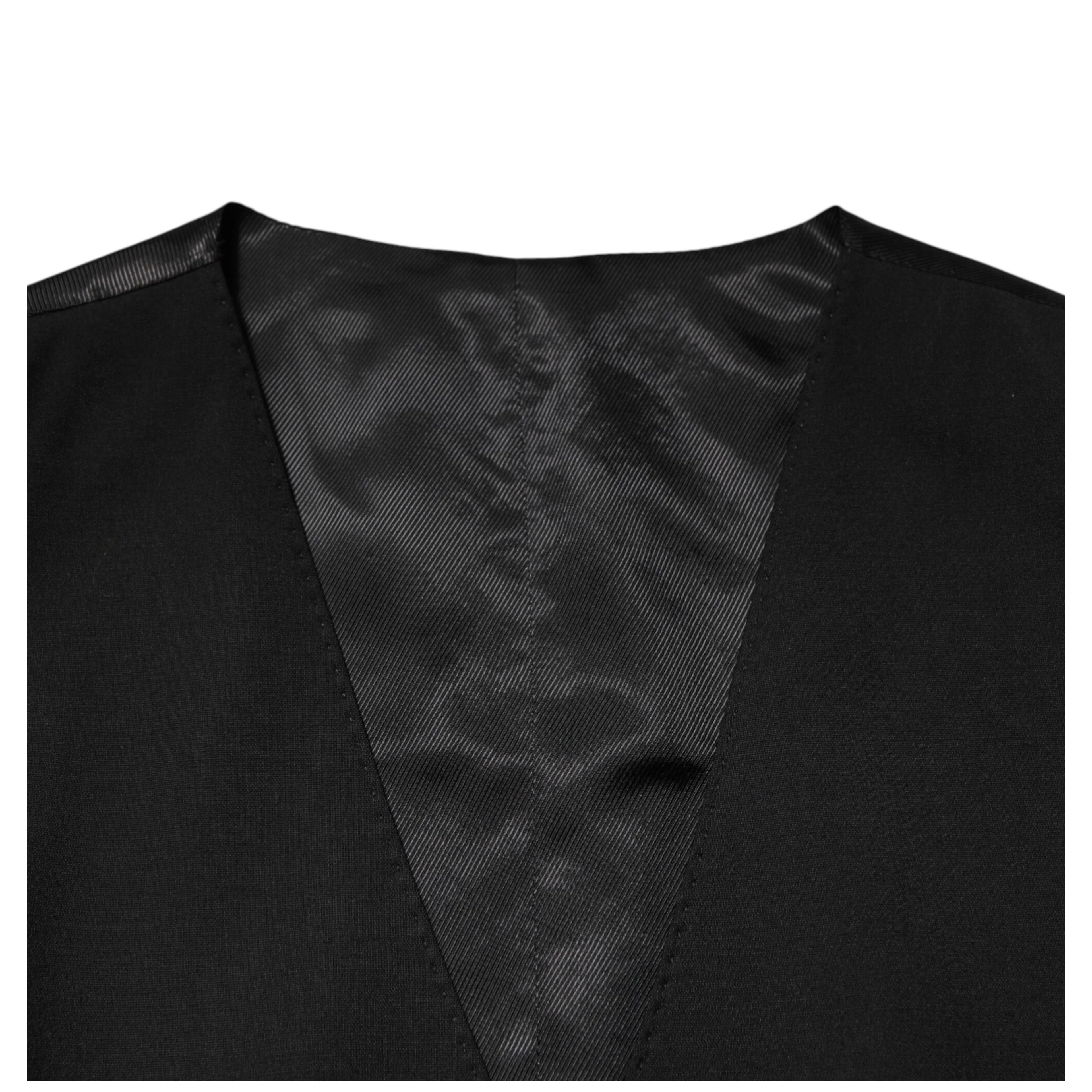 Black Polyester Dress Formal Waistcoat Vest