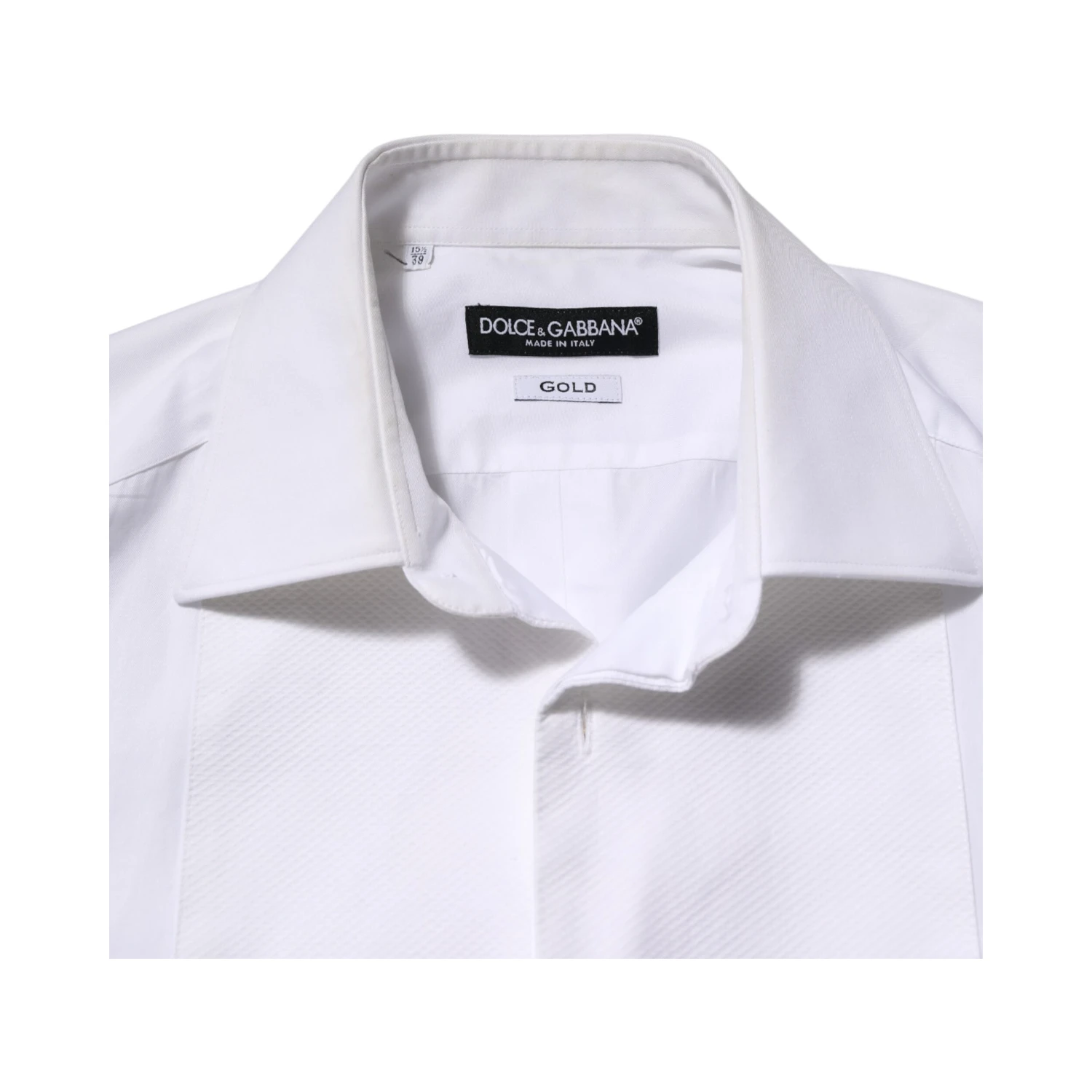 White Cotton Collared Bib GOLD Dress Shirt