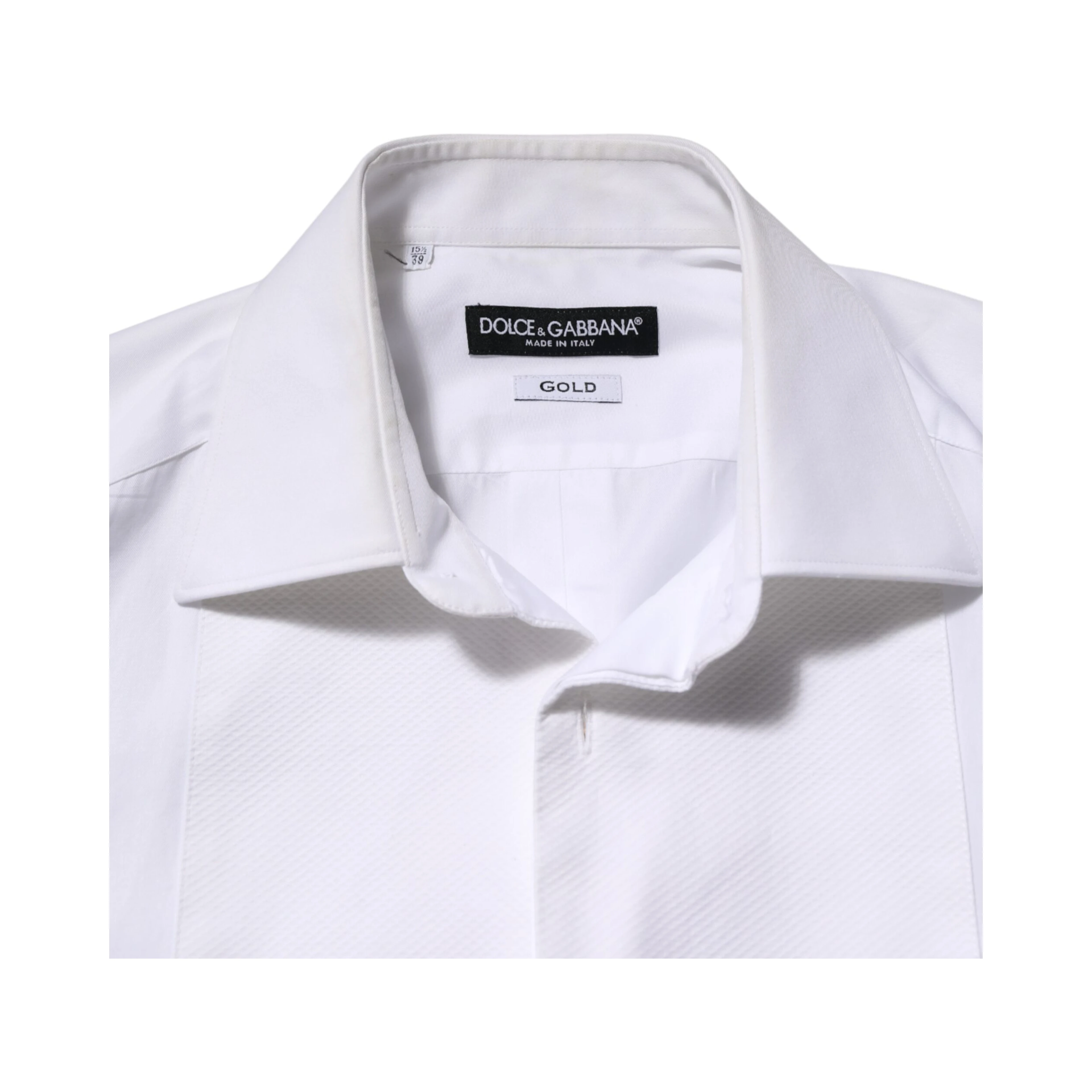 White Cotton Collared Bib GOLD Dress Shirt