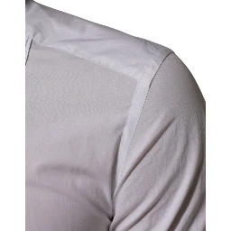 White Cotton Collared Long Sleeve GOLD Dress  Shirt