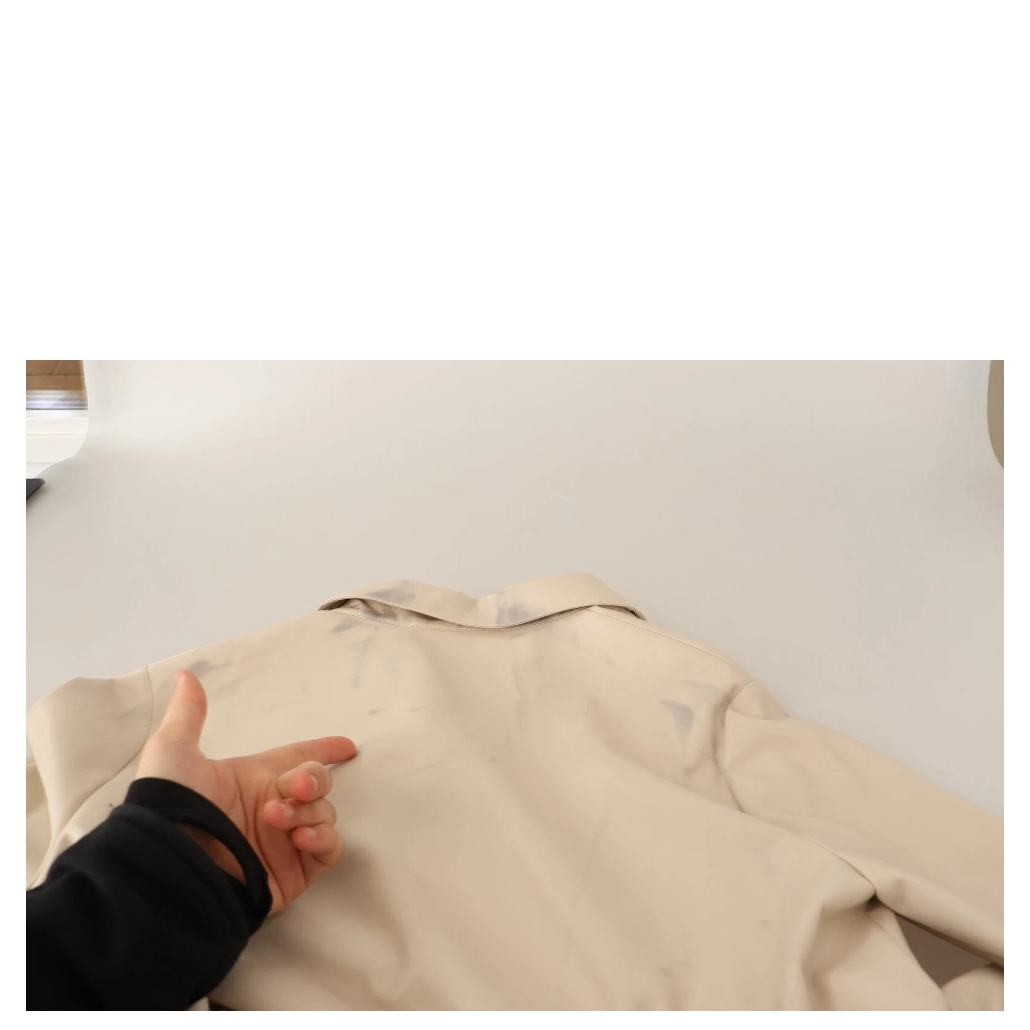 Leather Beige Long Sleeves Collared A-line Mini  Dress