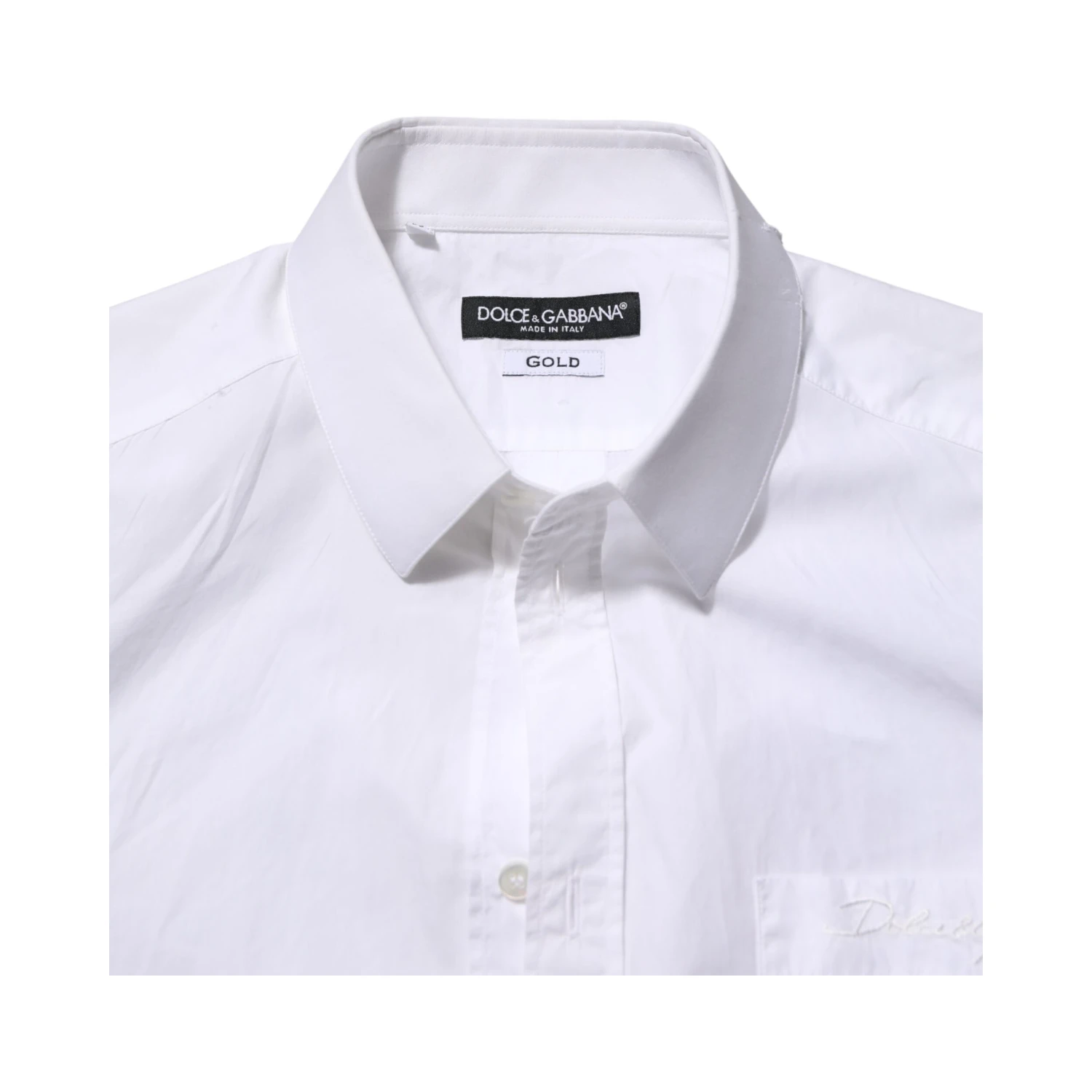 White Cotton Collared Men GOLD Dress Shirt