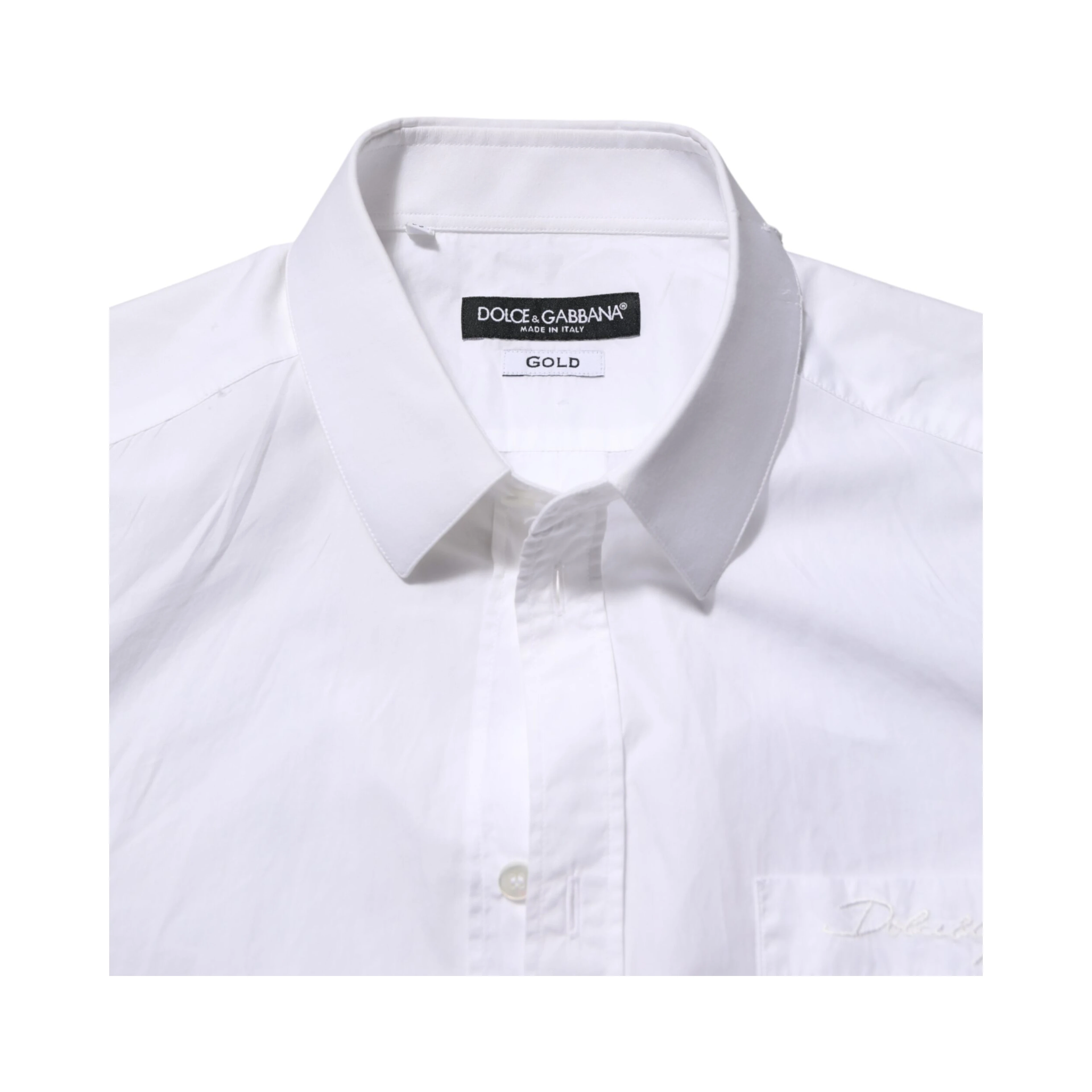 White Cotton Collared Men GOLD Dress Shirt
