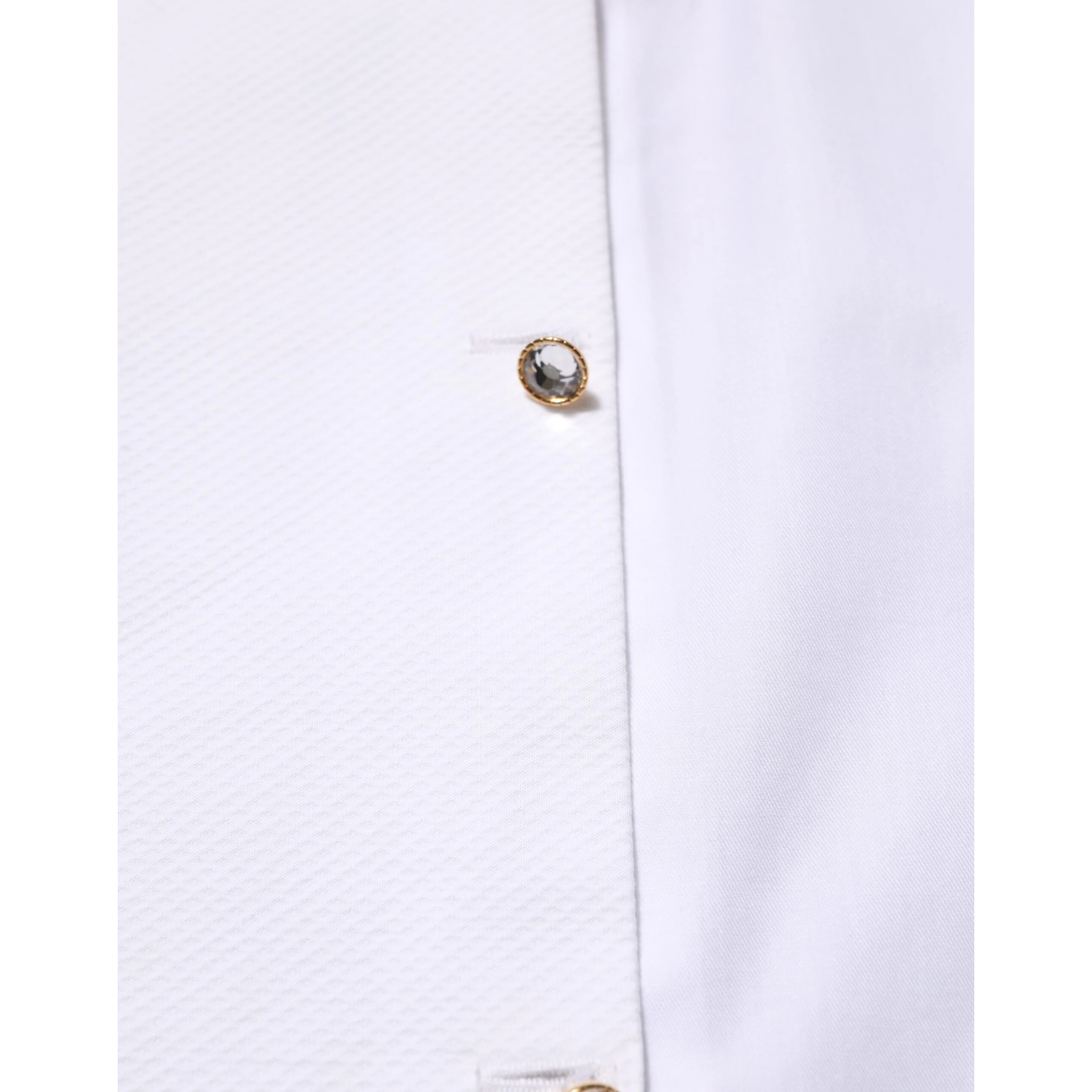 White Cotton Collared Bib GOLD Dress Shirt