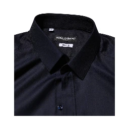 Blue Cotton Collared Long Sleeve GOLD Men Dress Shirt