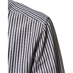 Black White Stripes Men GOLD Dress Shirt