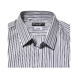Black White Stripes Men GOLD Dress Shirt