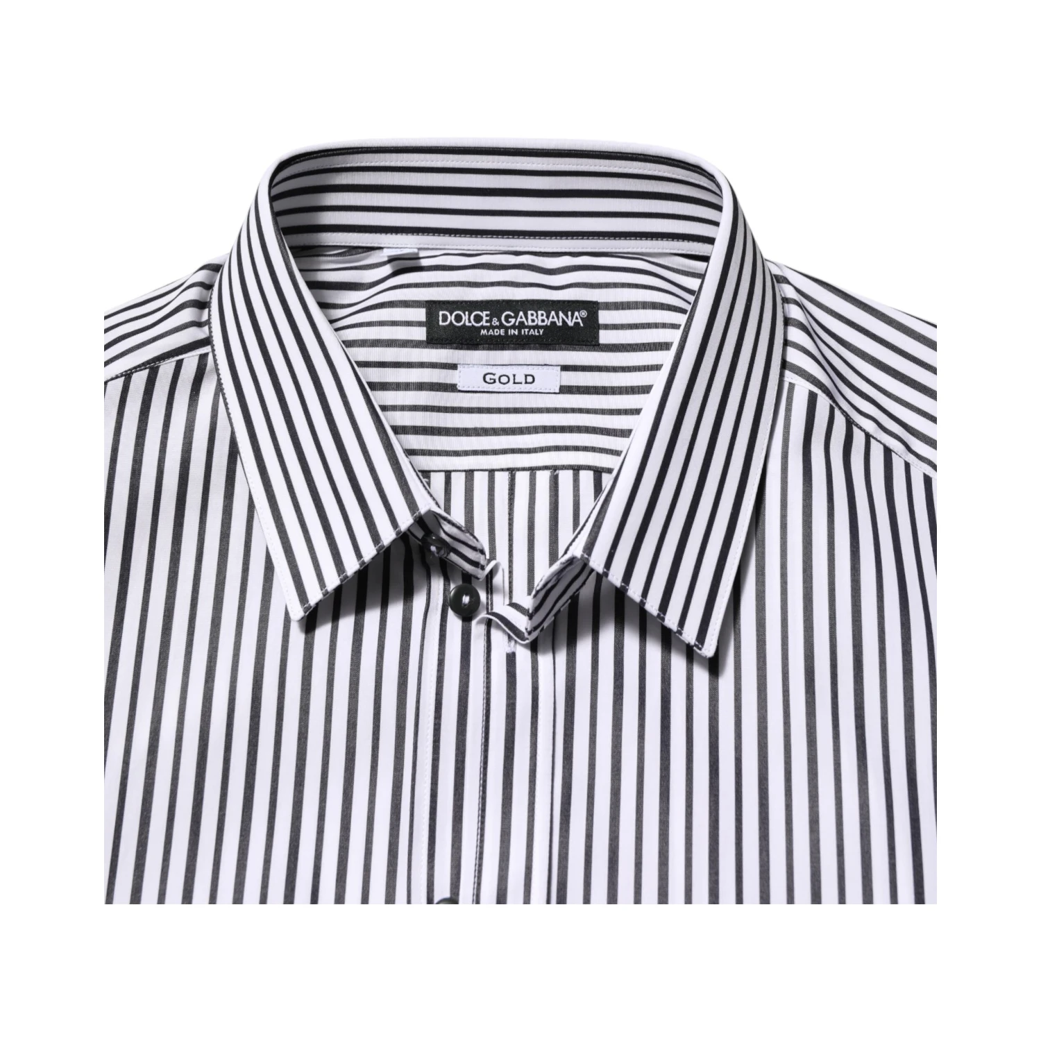 Black White Stripes Men GOLD Dress Shirt