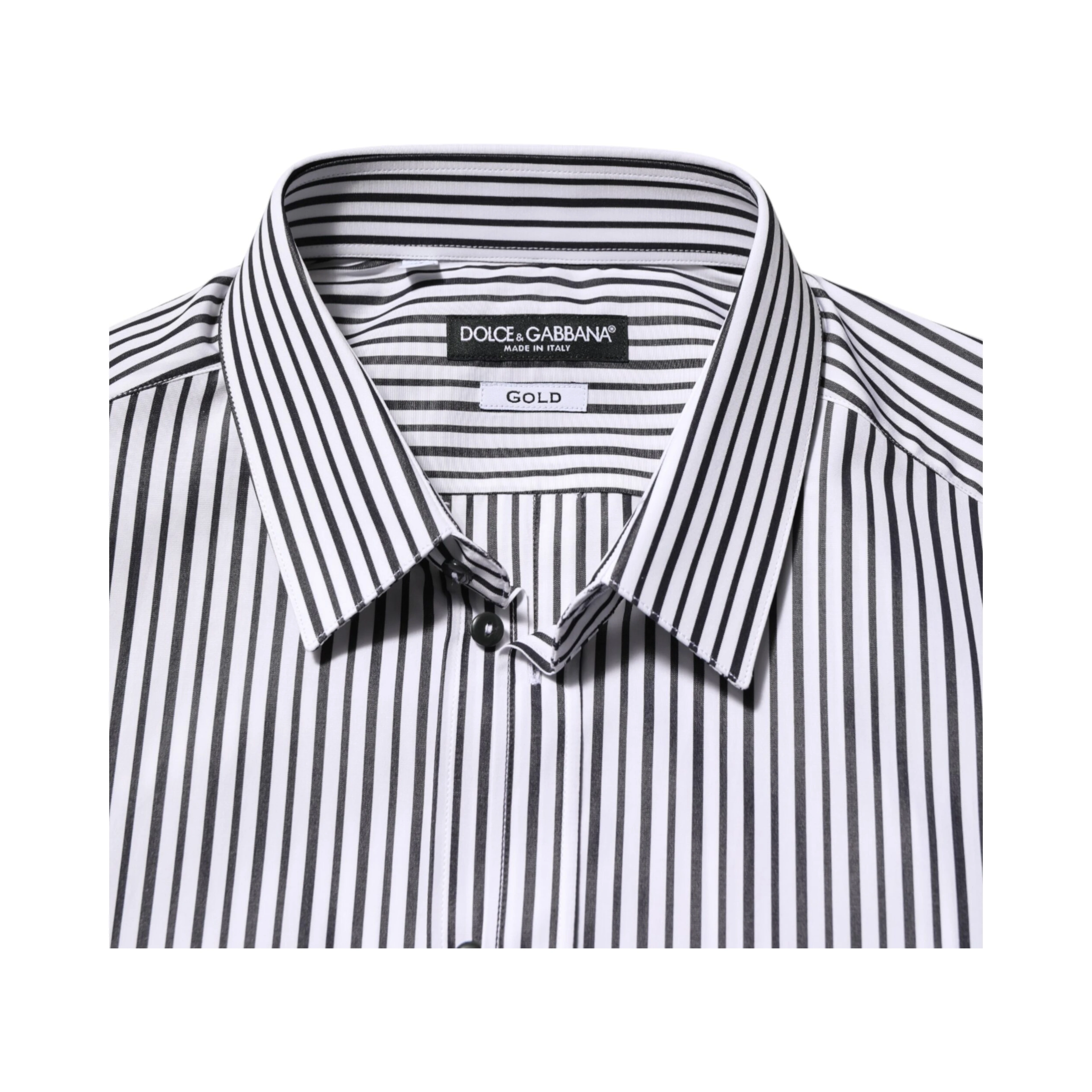 Black White Stripes Men GOLD Dress Shirt