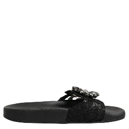 Black Devotion Matelassé Leather Slides Shoes