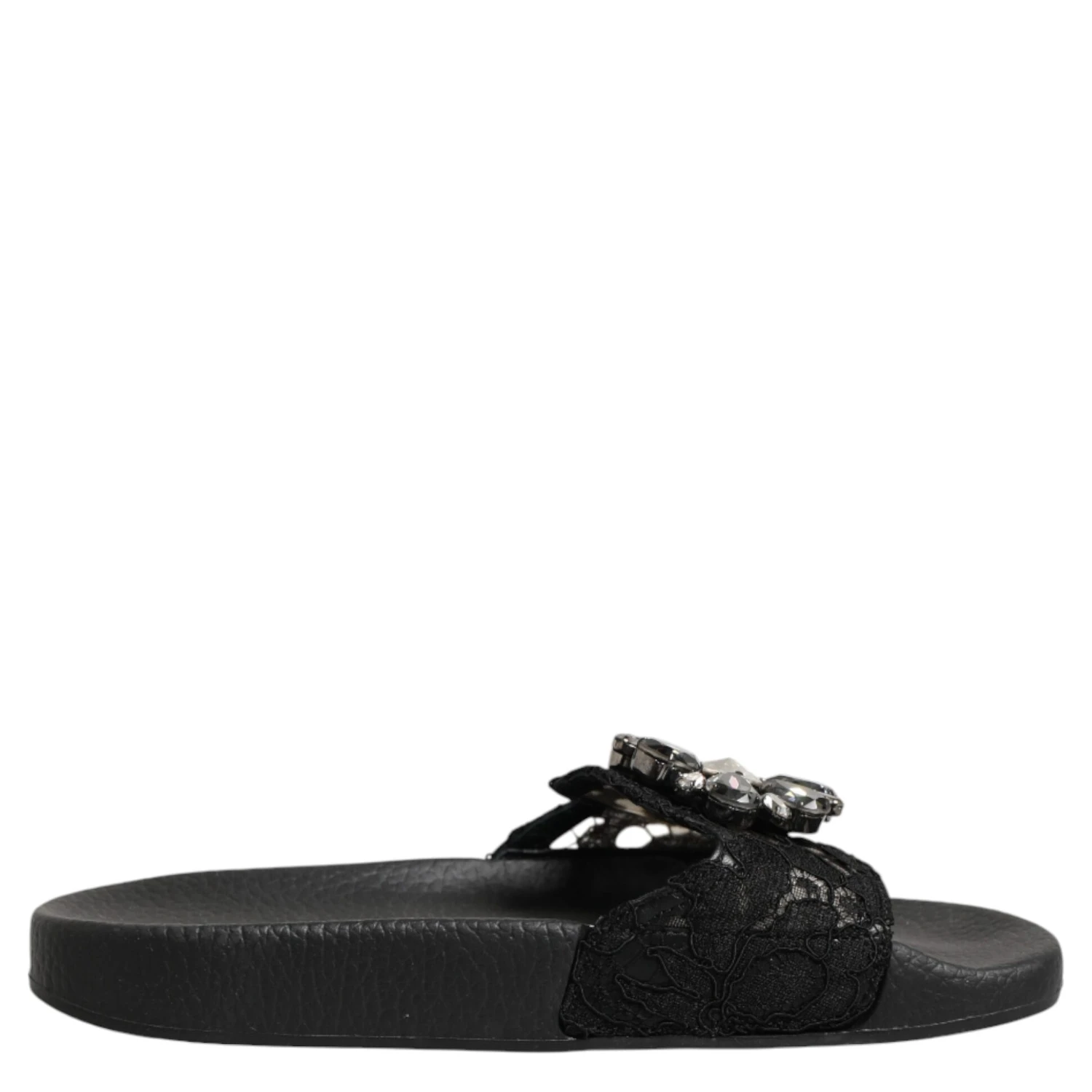 Black Devotion Matelassé Leather Slides Shoes