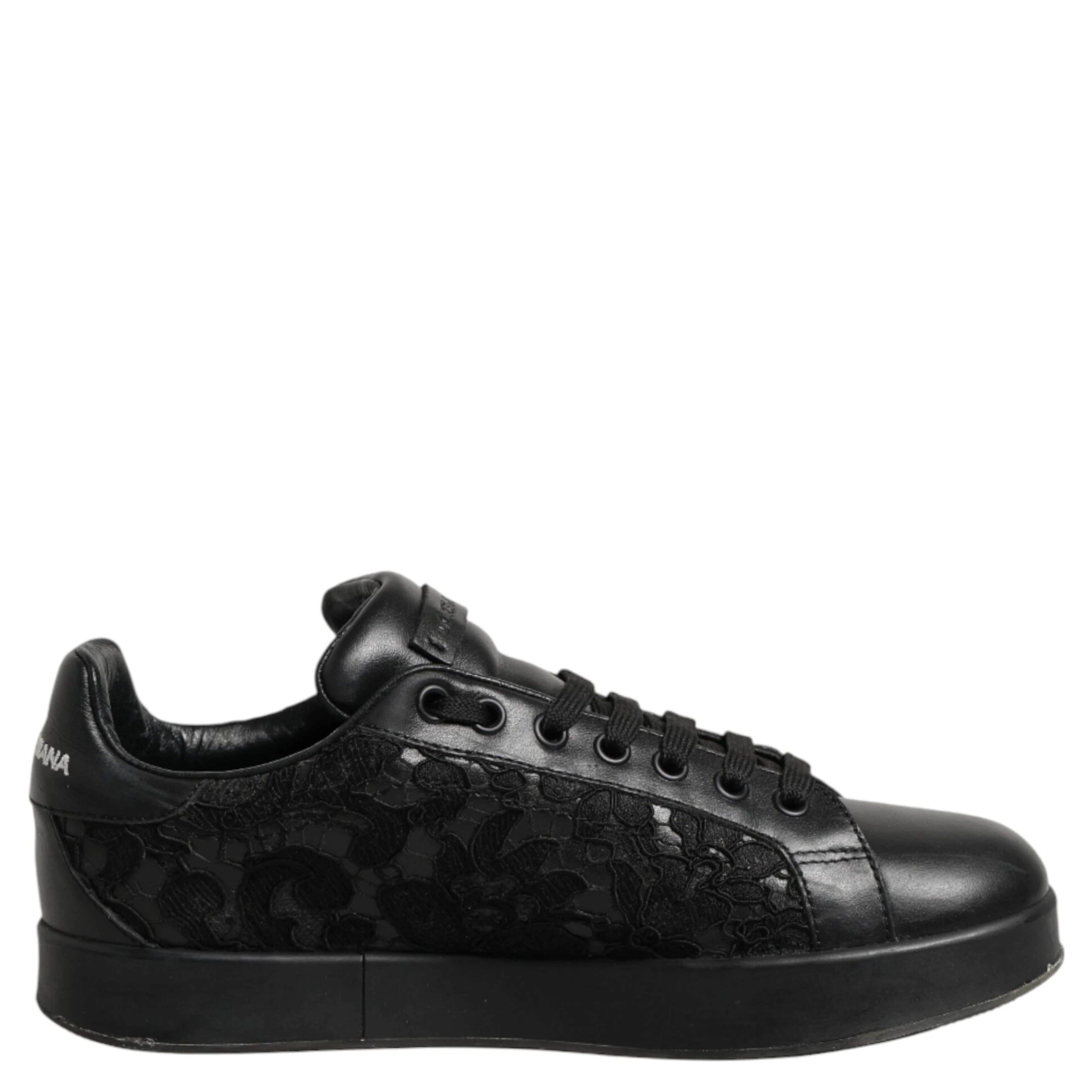 Black Floral Lace Low Top Sneakers Shoes