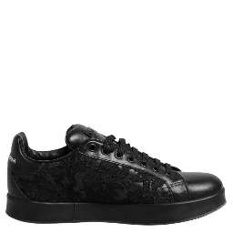 Black Floral Lace Low Top Sneaker Shoes