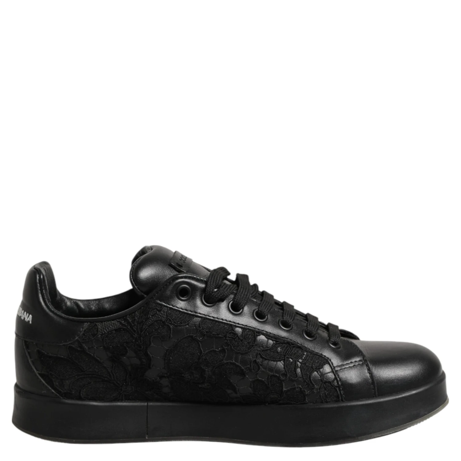 Black Floral Lace Low Top Sneaker Shoes