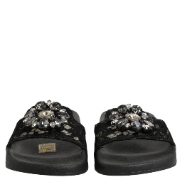 Black Devotion Matelassé Leather Slides Shoes