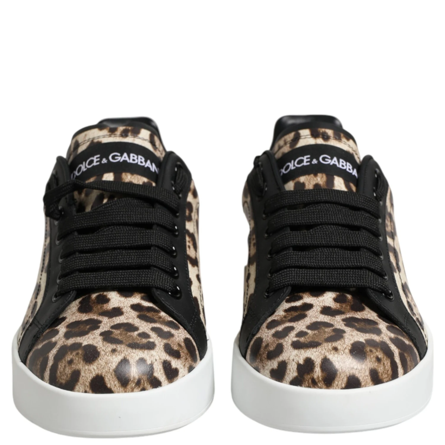 Brown Leather Leopard Low Top Sneakers Shoes