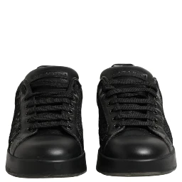 Black Floral Lace Low Top Sneaker Shoes