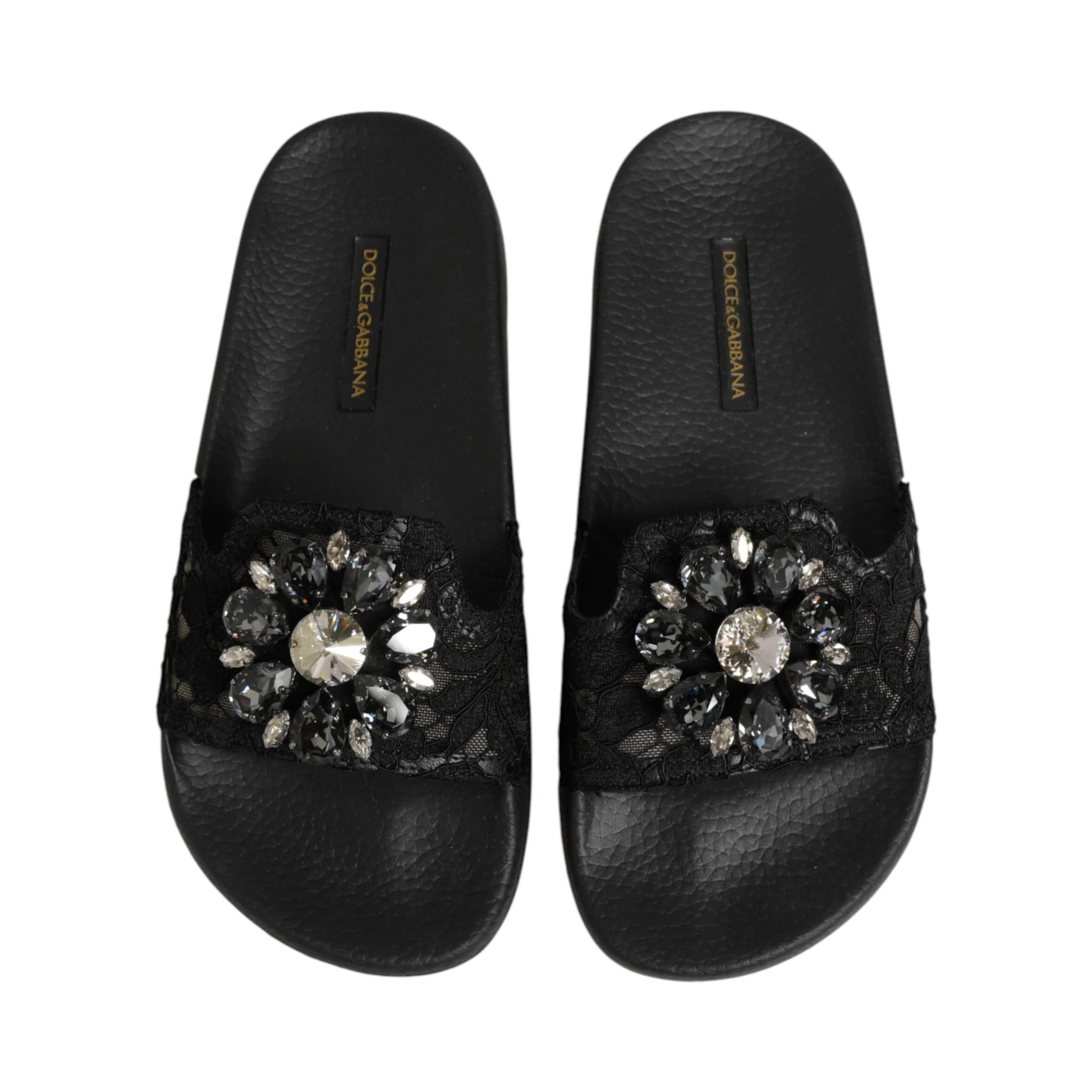 Black Devotion Matelassé Leather Slides Shoes