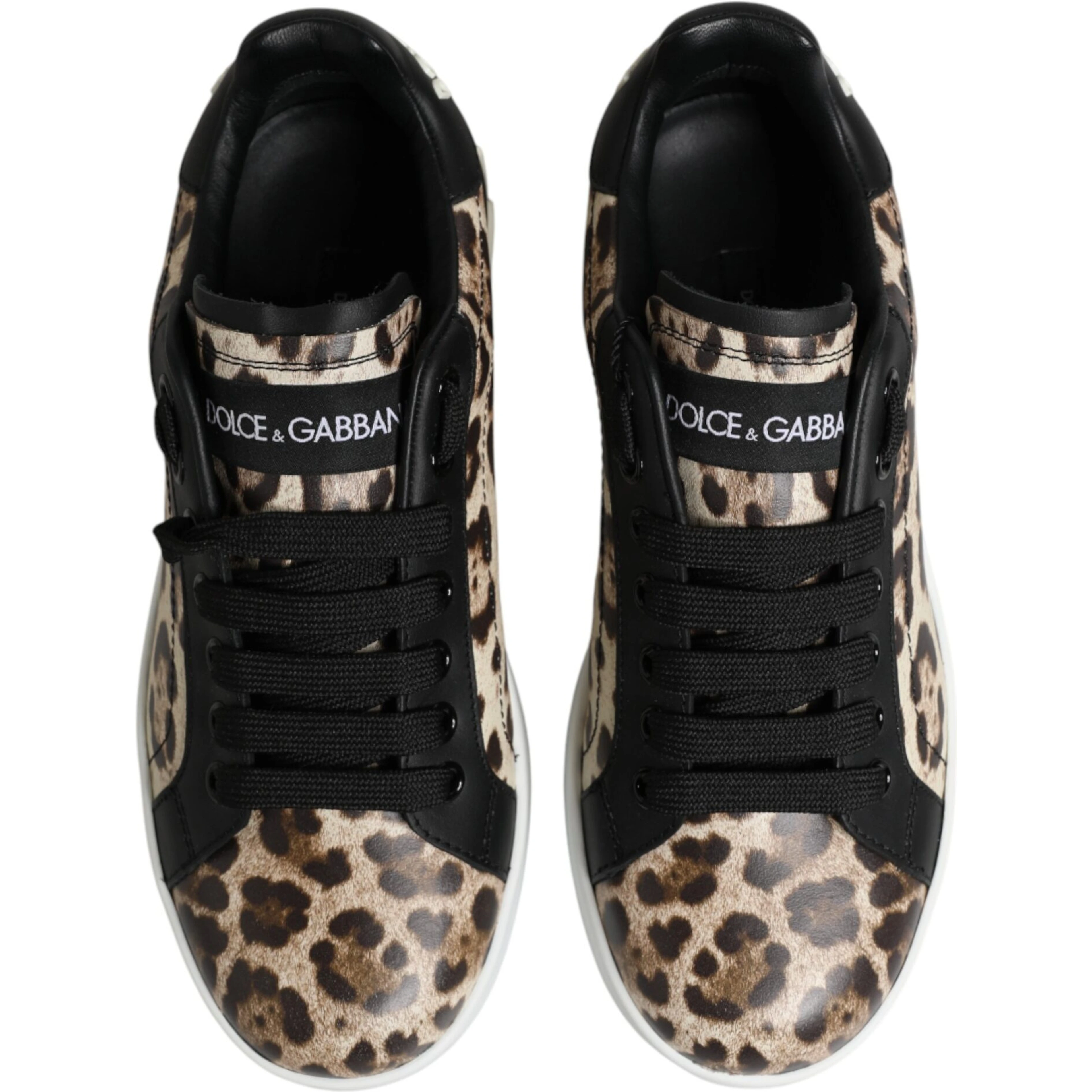 Brown Leather Leopard Low Top Sneakers Shoes