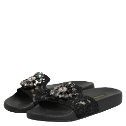Black Devotion Matelassé Leather Slides Shoes
