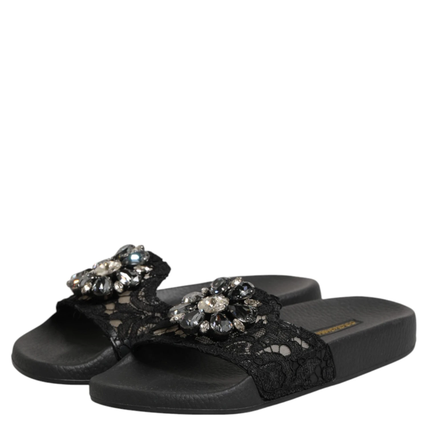 Black Devotion Matelassé Leather Slides Shoes