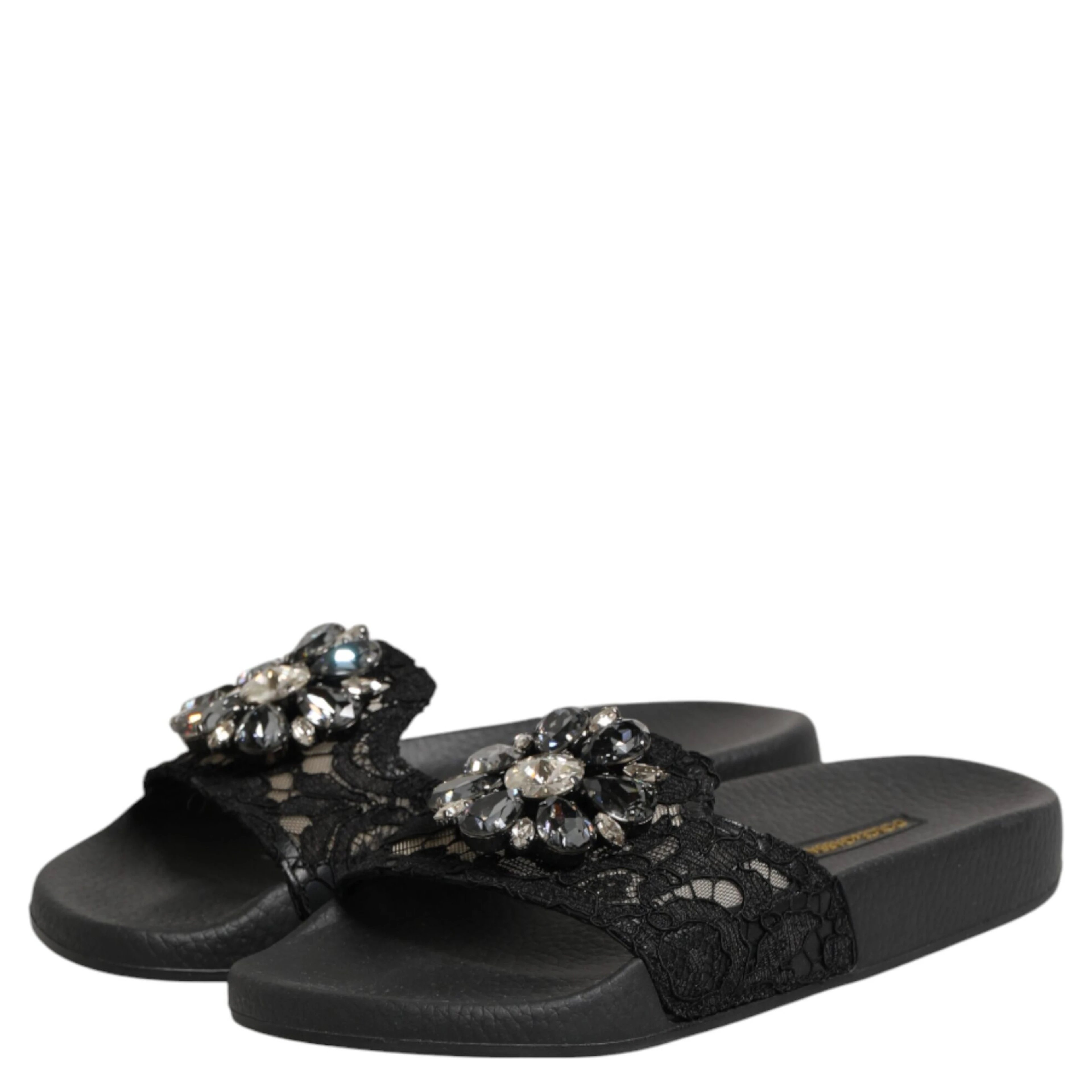 Black Devotion Matelassé Leather Slides Shoes