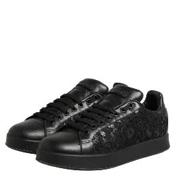 Black Floral Lace Low Top Sneakers Shoes
