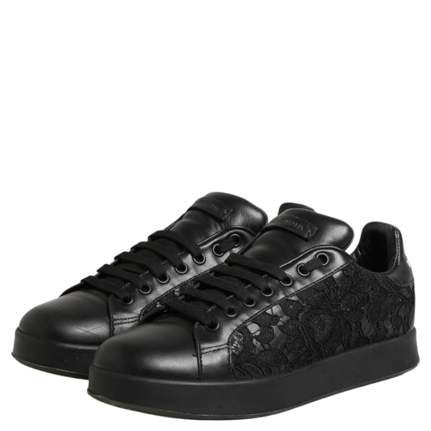 Black Floral Lace Low Top Sneakers Shoes