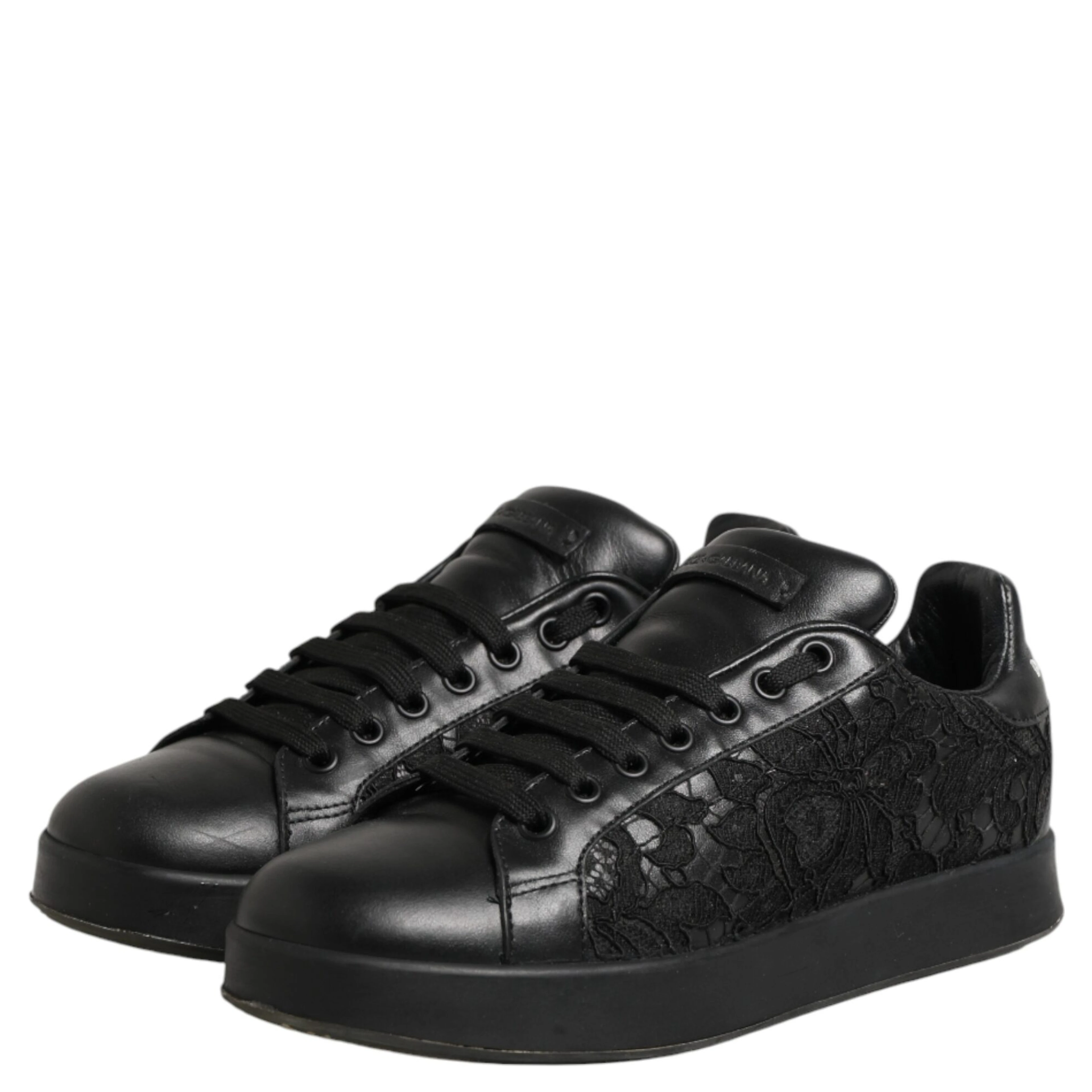 Black Floral Lace Low Top Sneakers Shoes
