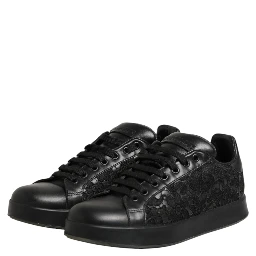 Black Floral Lace Low Top Sneaker Shoes