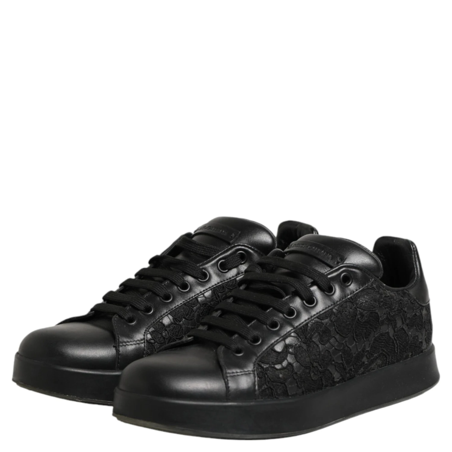 Black Floral Lace Low Top Sneaker Shoes