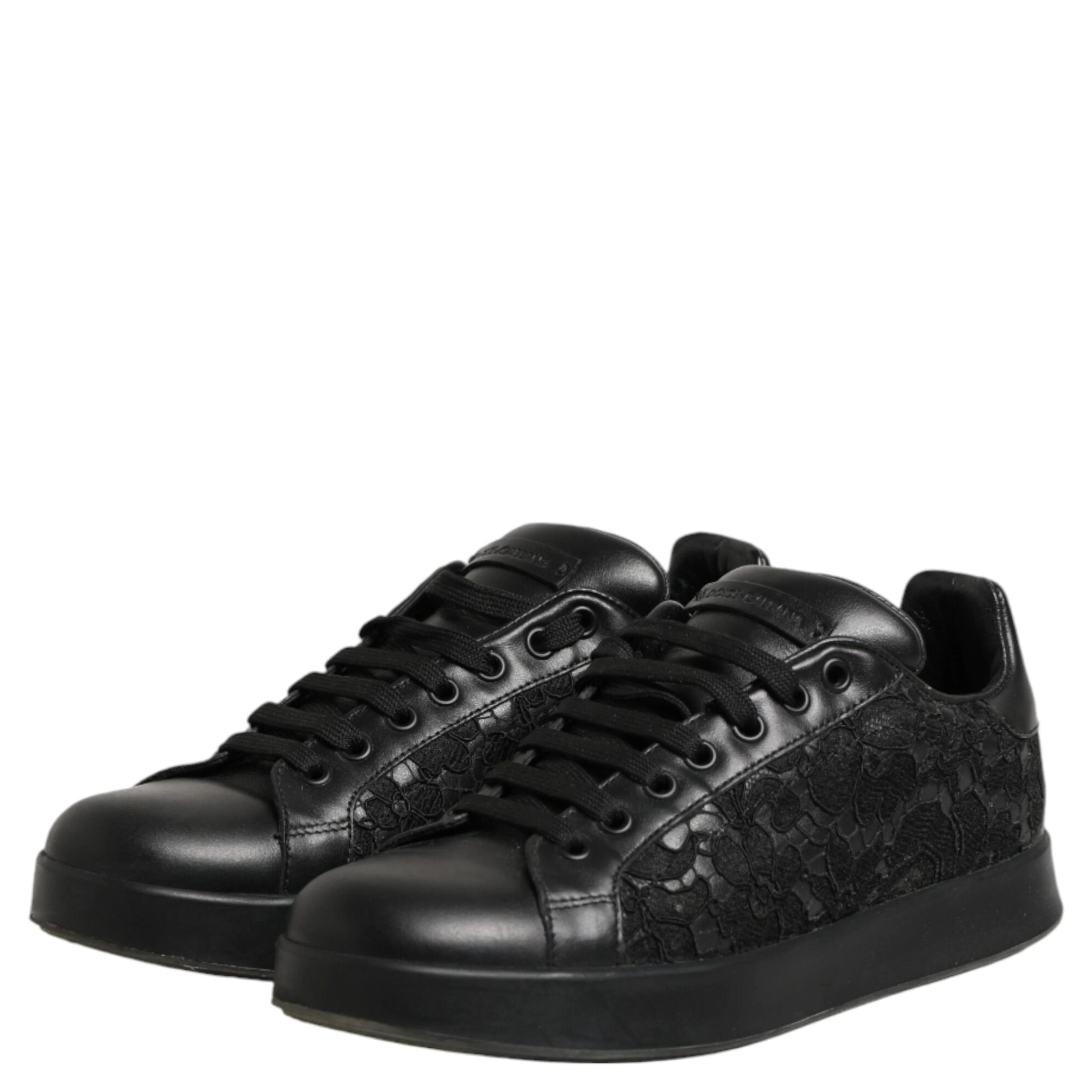 Black Floral Lace Low Top Sneaker Shoes