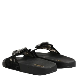 Black Devotion Matelassé Leather Slides Shoes