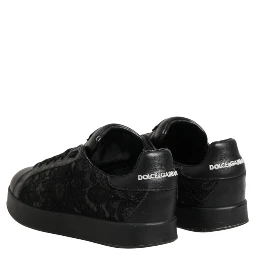 Black Floral Lace Low Top Sneakers Shoes