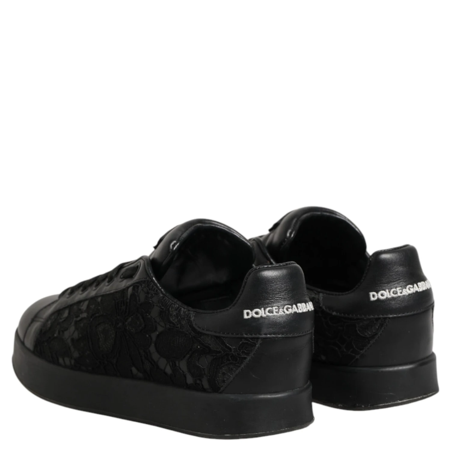 Black Floral Lace Low Top Sneakers Shoes