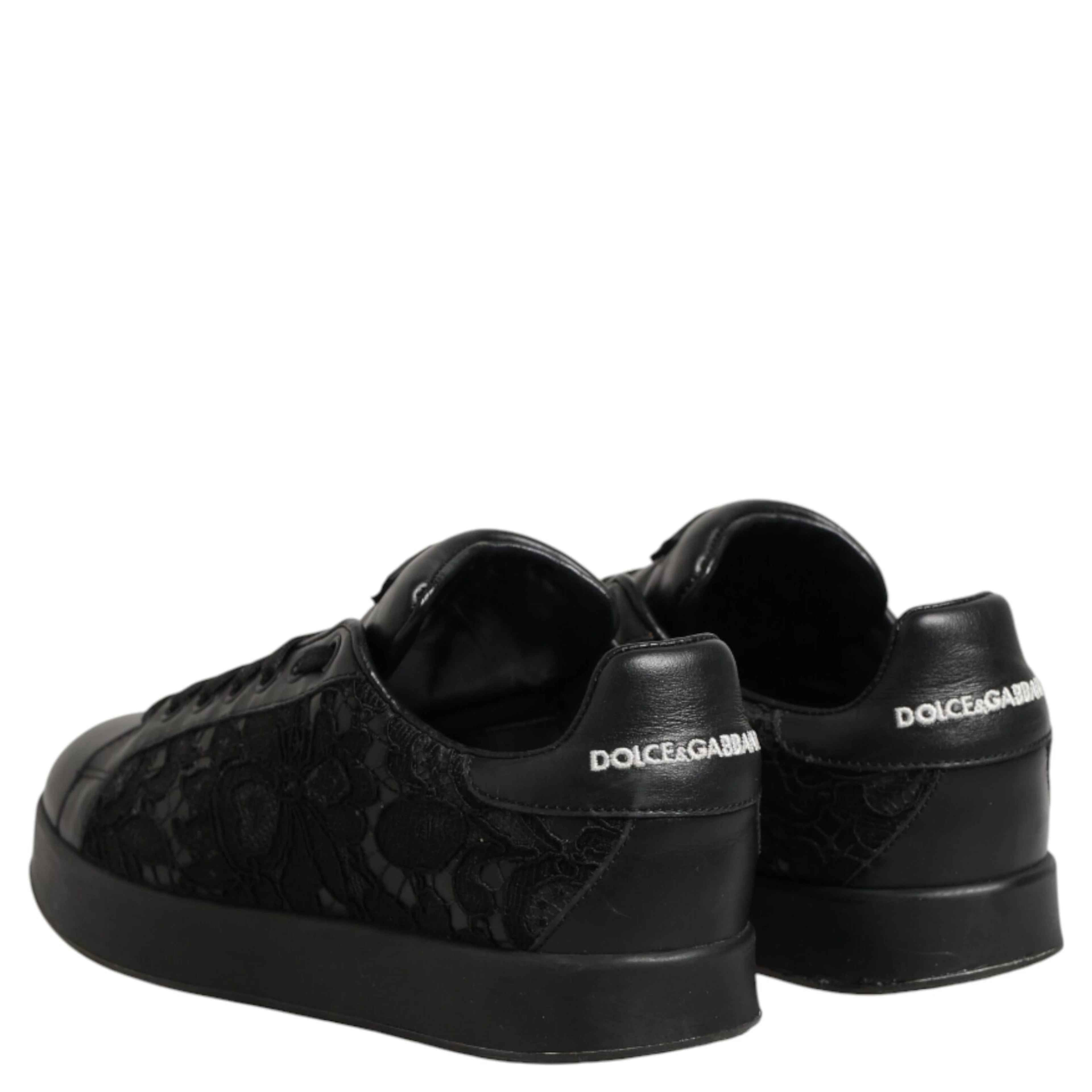 Black Floral Lace Low Top Sneakers Shoes