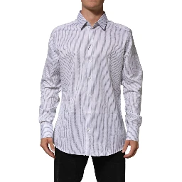 White Stripes Cotton Men GOLD Dress Shirt
