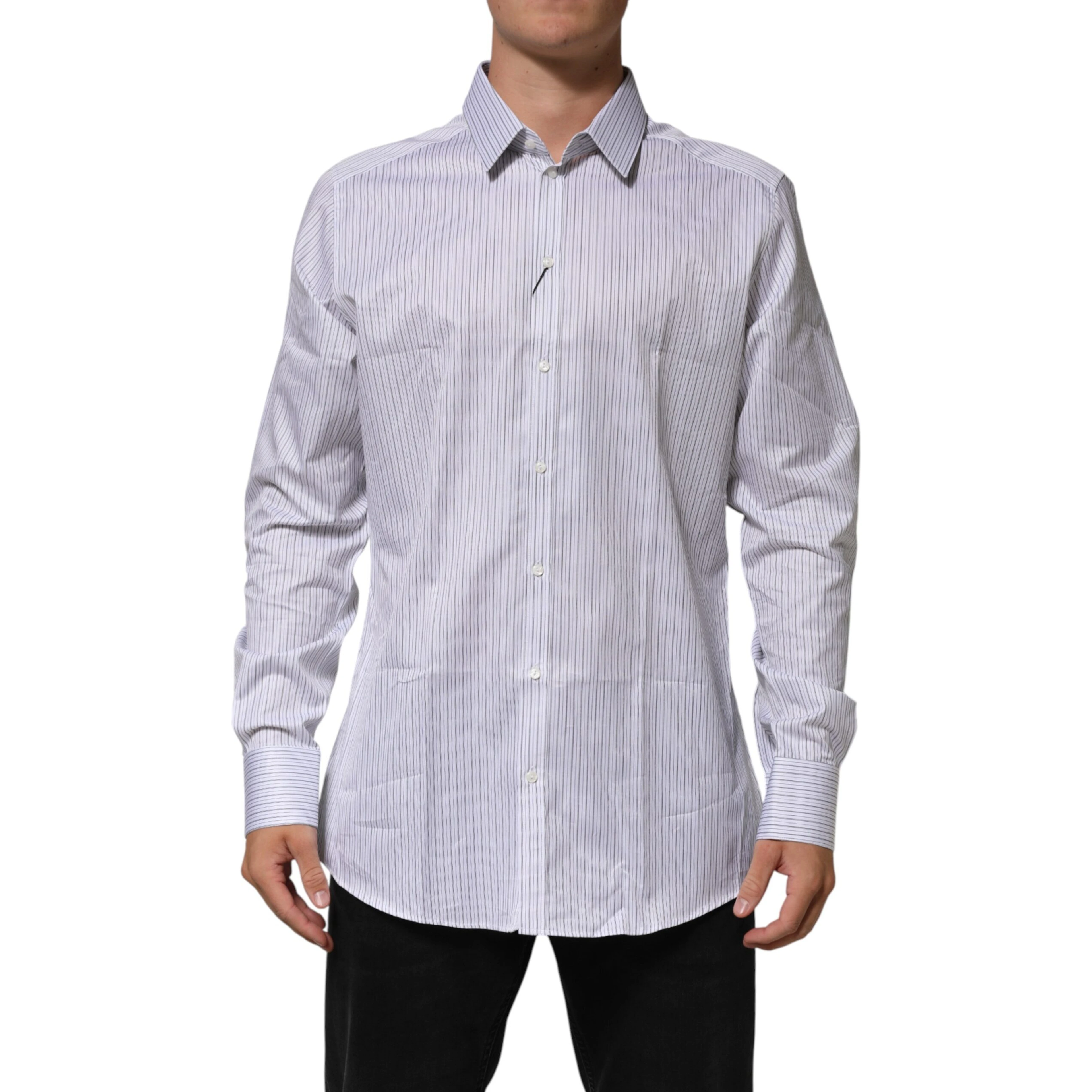 White Stripes Cotton Men GOLD Dress Shirt