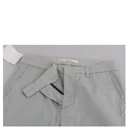 Cotton Gray High Waist Skinny Cropped Trousers Pants