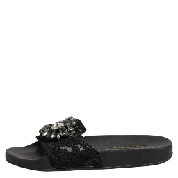 Black Devotion Matelassé Leather Slides Shoes