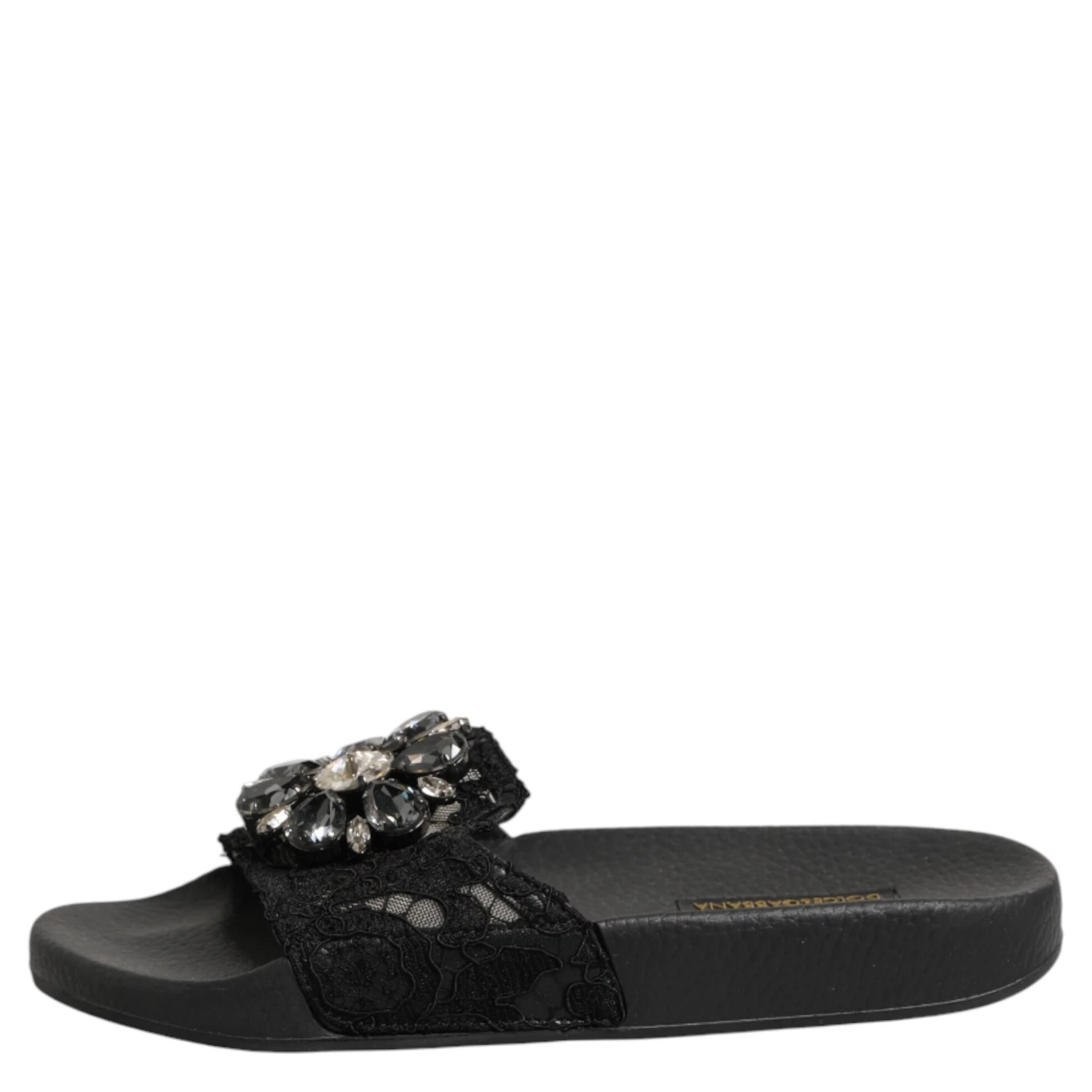 Black Devotion Matelassé Leather Slides Shoes