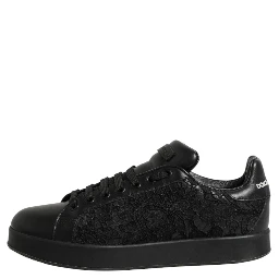 Black Floral Lace Low Top Sneakers Shoes