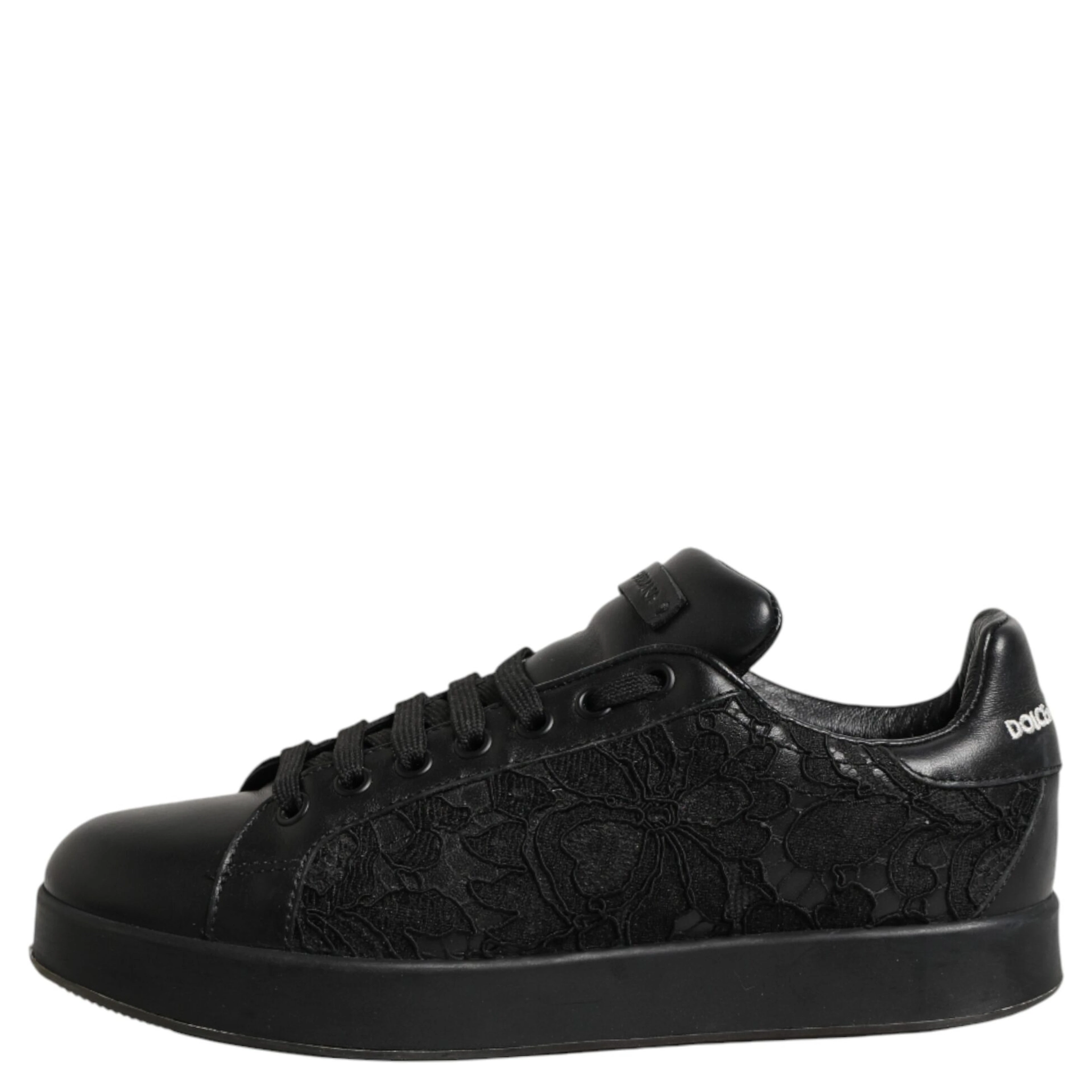 Black Floral Lace Low Top Sneakers Shoes