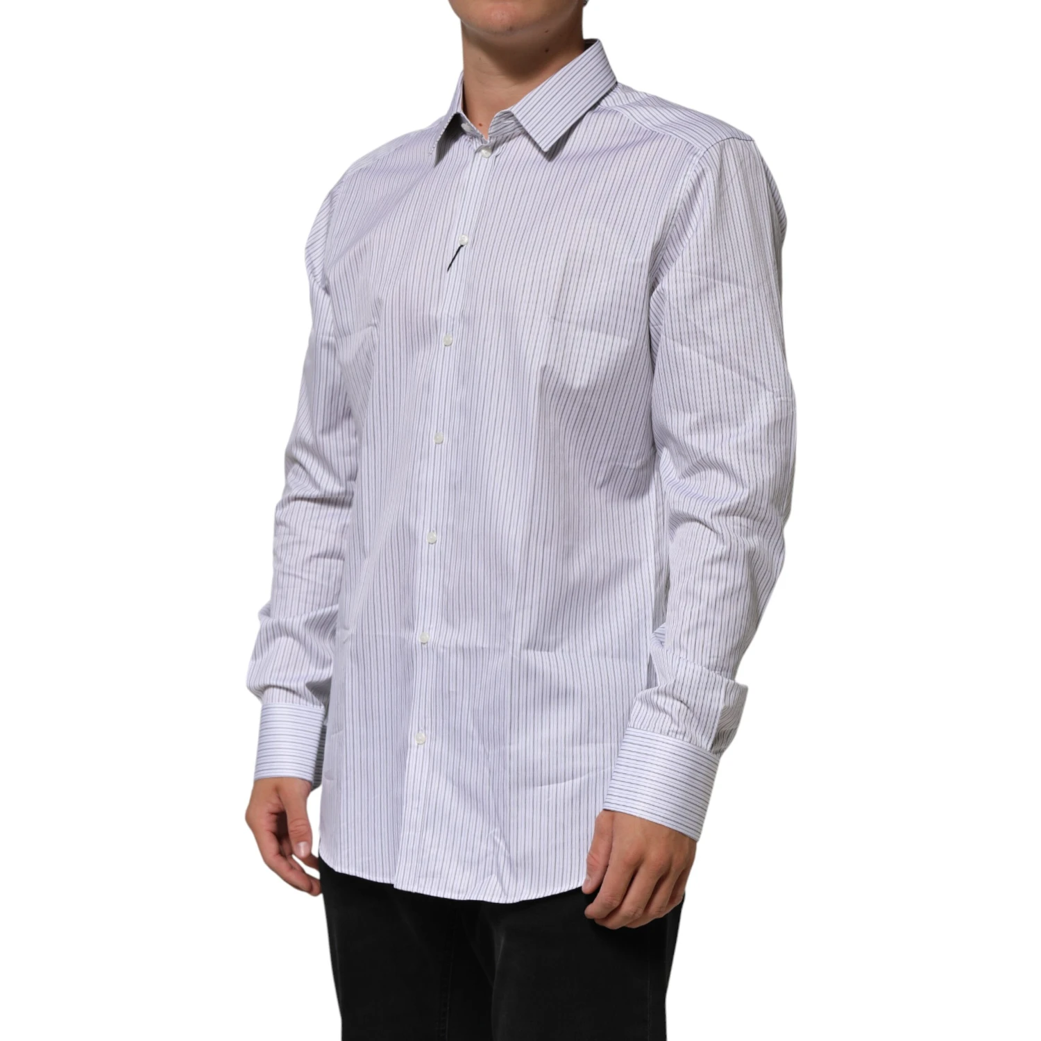 White Stripes Long Sleeves GOLD Dress Shirt
