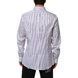 White Stripes Long Sleeves GOLD Dress Shirt