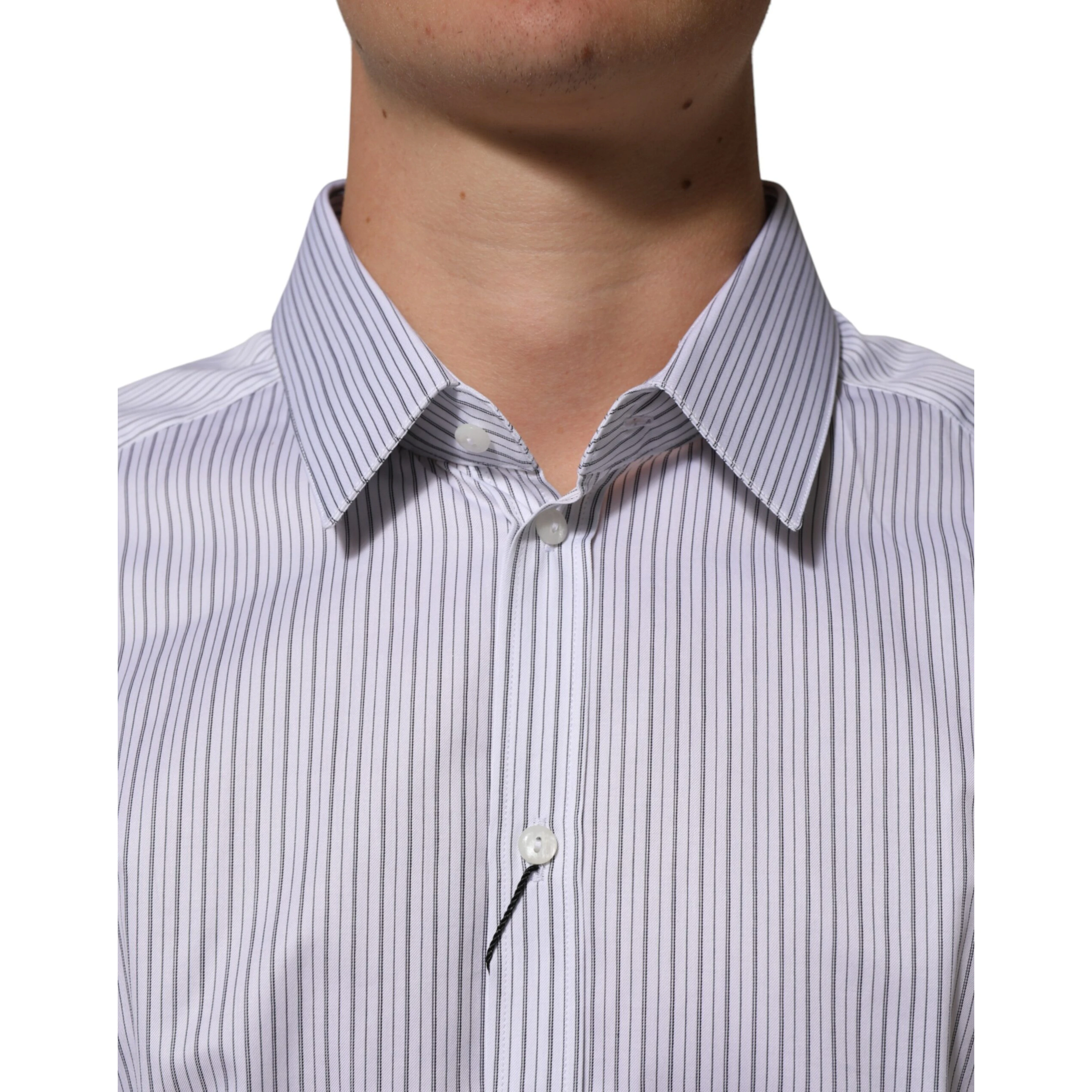 White Stripes Long Sleeves GOLD Dress Shirt