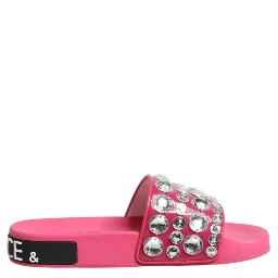 Pink Crystal Slides Sandals Beachwear Shoes